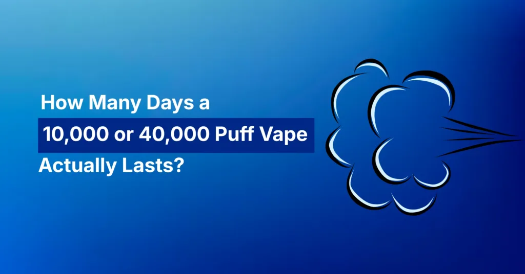 5000, 10000, 20000 and 40000 puff vapes lined up for size comparison