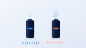Standard and turbo vape modes compared, showing turbo halves the puff count