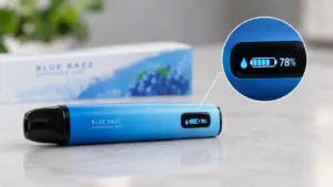 Disposable vape screen showing the e-liquid level as a percentage