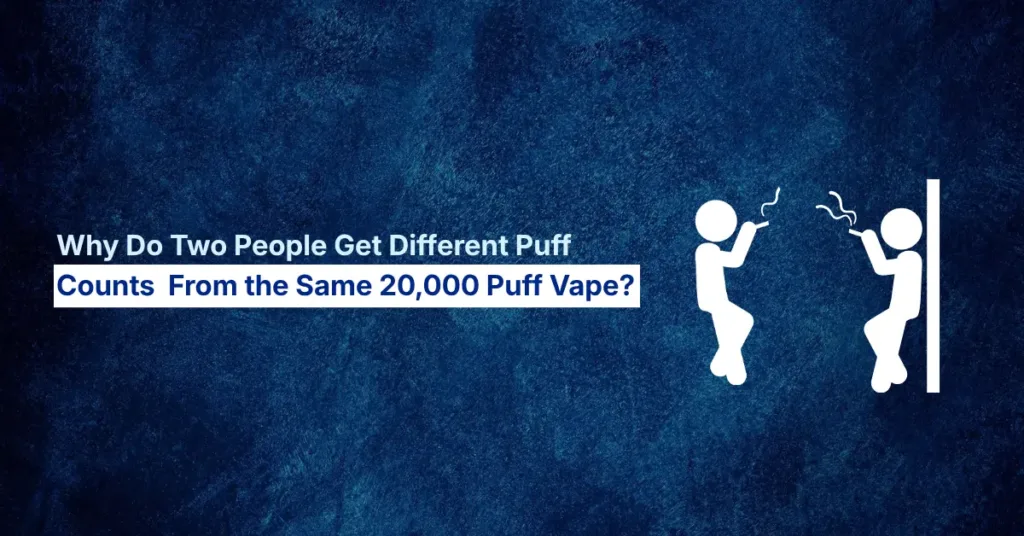 Two identical 20,000 puff disposables side by side, one screen showing an empty e-liquid bar, the other half full why did my vape die early: two of the same 20,000 puff disposable, one empty and one half full