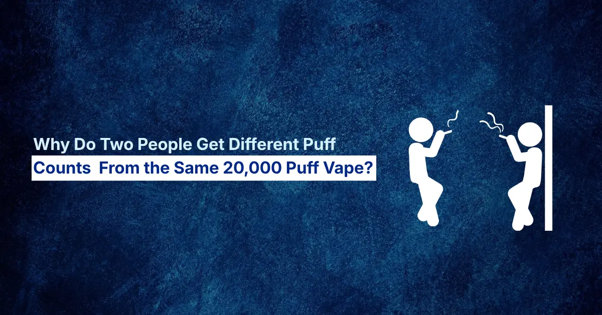 Two identical 20,000 puff disposables side by side, one screen showing an empty e-liquid bar, the other half full why did my vape die early: two of the same 20,000 puff disposable, one empty and one half full